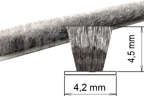 Bürstendichtung 4,2 x 4,5 mm Grau
