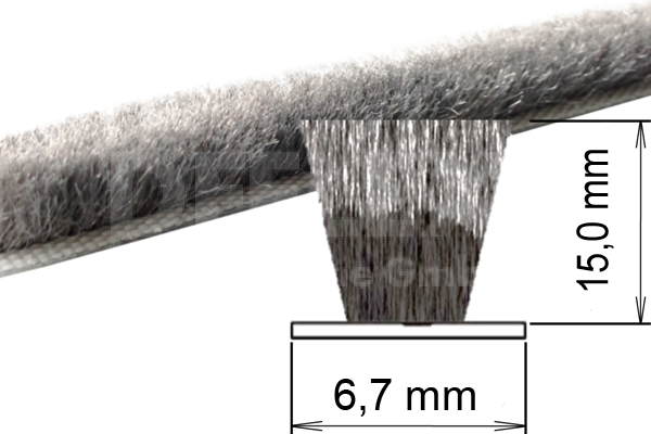 Bürstendichtung 6,7 x 15,0 mm Grau