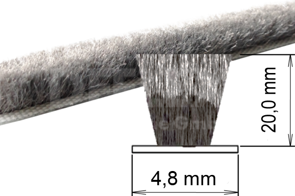 Bürstendichtung 4,8 x 20,0 mm Grau