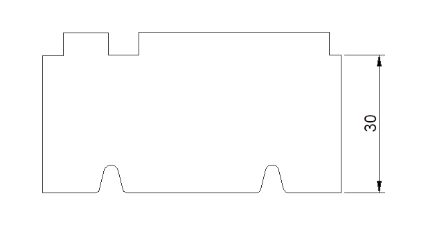 Dämmflex 100, Basisprofil für AWS 75
2350 x 65 x 30 mm mit versetztem Isoliersteg