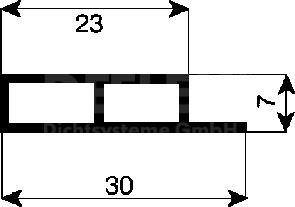 Hohlkammerprofil mit Nase 307 30 x 7 mm sk