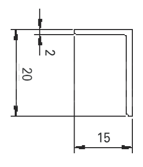 Angle  3008-5  20 x 15 x 2 mm EV 1silver
anodized
