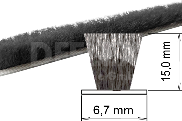 Brush gasket 6,7 x 15,0 mm black